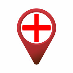 Obraz premium Red map pin icon with England flag on white background flat illustration