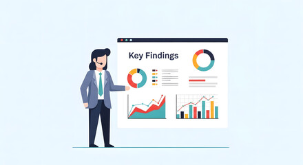 Business presentation with key findings and graphs for strategic decision making