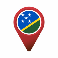 Red map pointer icon showing Solomon Islands flag flat illustration