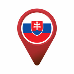 Obraz premium Slovakia flag inside a red location pin icon flat illustration