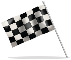 Black and White Checkered Racing Flag on Pole