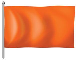 Waving Orange Flag on Silver Pole Vector Illustration