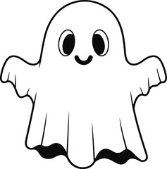  This charming illustration showcases a friendly ghost rendered in a pixel art style. 