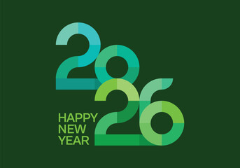 2026 number calendar design Happy New Year