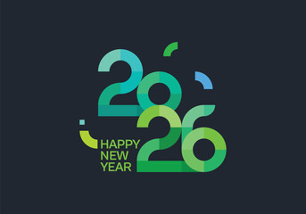 2026 number calendar design Happy New Year