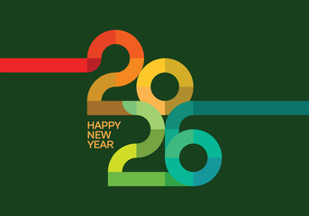 2026 number calendar design Happy New Year