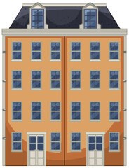 Traditional Dutch Townhouse With Symmetrical Windows and Dormer Roof