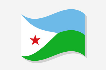 Flag of Djibouti. Djibouti wavy flag digital vector illustration.