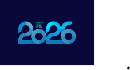 2026 number calendar design Happy New Year