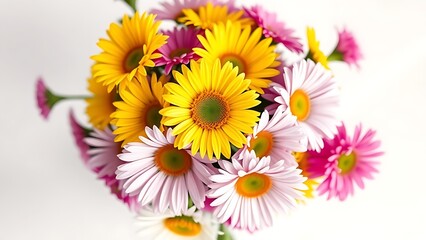 Naklejka premium A fresh daisy bouquet arranged as a centerpiece, bathed in soft natural light.
