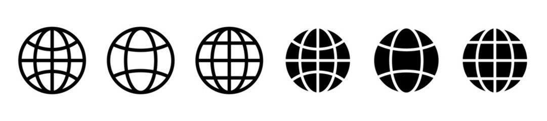 Naklejka premium Globe icon set collection with modern flat filled and line style for business design