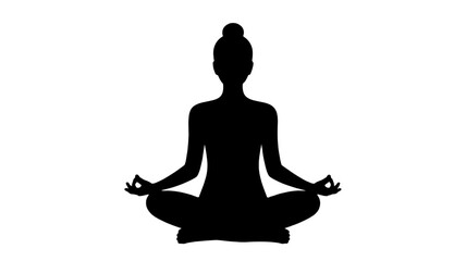 A silhouette of a person meditating in lotus position.