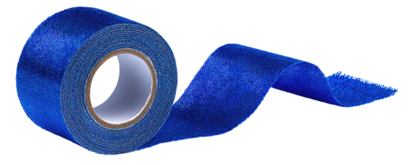 Rolled-up vibrant blue adhesive tape