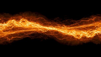 Fiery Abstract Energy Wave Illuminating the Darkness with Vibrant Orange Hues