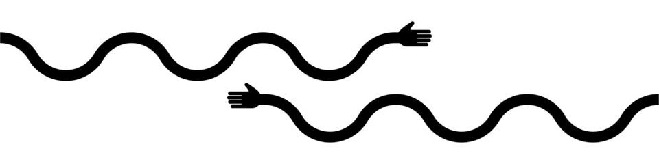 Arm waving vector. Perfect for greetings, farewells, and communication. A versatile icon for illustrating welcoming gestures, social interactions, and friendly connections.