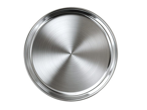Circular, polished metal plate