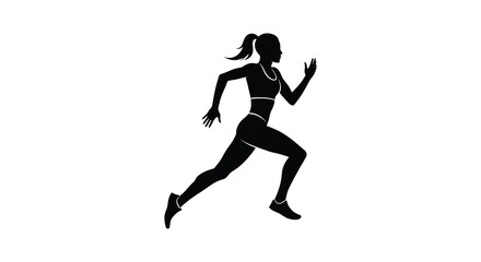 a silhouette of a woman running swiftly