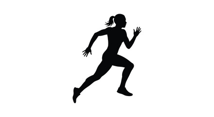 a silhouette of a woman running swiftly