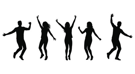 people dancing joyfully in silhouette form