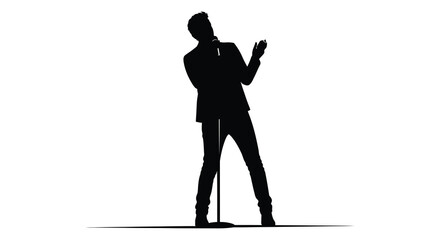 a silhouette of a singer performing on stage