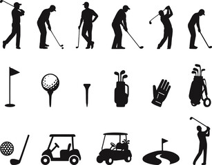 Set of golf tools and activity
