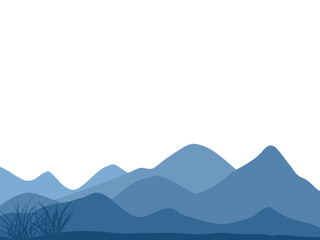 blue landscape background with grass and mountain