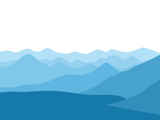 blue landscape background with ocean and mountain