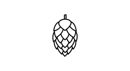 a simple black line drawing of a hop cone