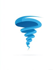 Abstract blue tornado icon with swirling design on white background