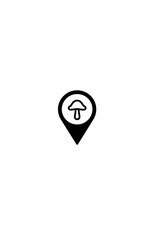 Minimalist mushroom location pin icon on white background