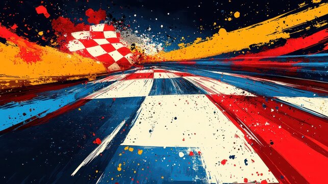 Abstract checkered flag racing finish line.