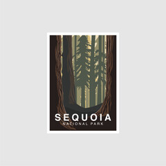 Sequaio National Park poster illustration, peak of mountain scenery poster design