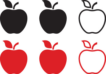 apple, icon, fruit, food, healthy, nutrition, red, black, silhouette, symbol, design, graphic, illustration, simple, clean, isolated, white background, organic, sweet, juicy, harvest, autumn, vegetari