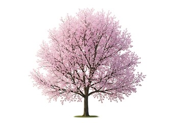 Fototapeta premium A blooming cherry blossom tree isolated on white background