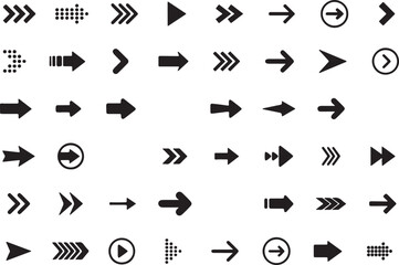 arrow, direction, pointer, symbol, icon, set, collection, graphic, design, element, black, white, background, right, left, up, down, forward, back, next, previous, play, pause, circle, dotted, chevron
