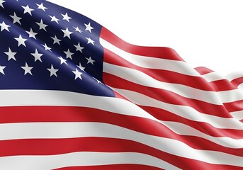 Fototapeta premium Waving american flag isolated on white background