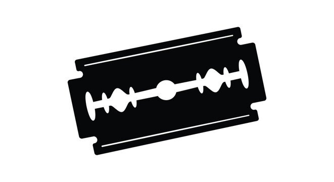 a razor blade with sharp edges and metallic structure