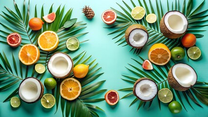 easter eggs on green background