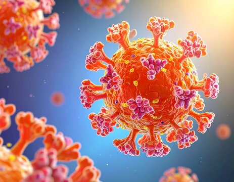 3D measles virus &mdash; highly contagious airborne disease concept for healthcare and public health.