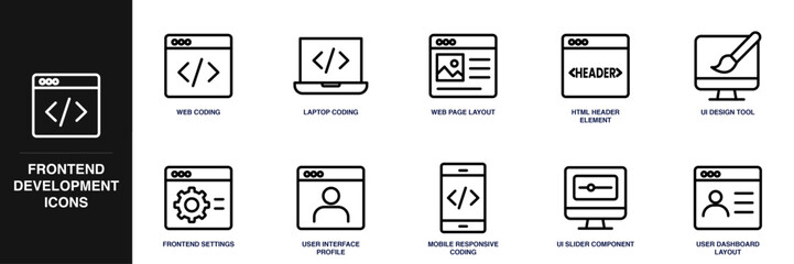 Frontend Development Line Icon Set