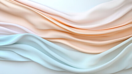Obraz premium Soft flowing fabric in pale peach and light blue hues creates serene and elegant atmosphere