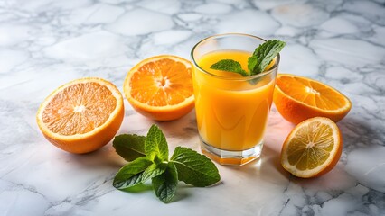 glass of orange juice with lemon