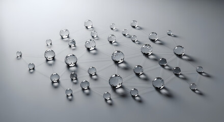 Abstract crystal network on gray background concept