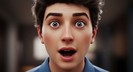 Hyperreal 3D Portrait: Astonishment