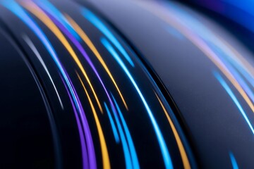 Dynamic Abstract Glowing Light Streaks on Dark Background Futuristic Technology