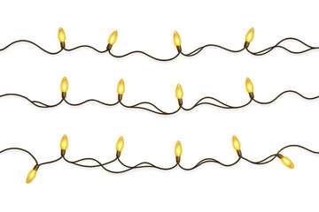 Warm yellow christmas lights are glowing on a transparent background, adding a touch of festive cheer