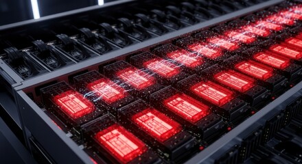 Glowing Server Racks: A Futuristic Tech Data Center Visualization