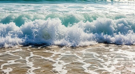 Ocean Waves Crashing: Serene Coastal Scene in Vibrant Hues