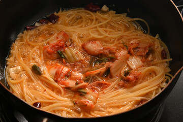 キムチパスタ　キムチのパスタ