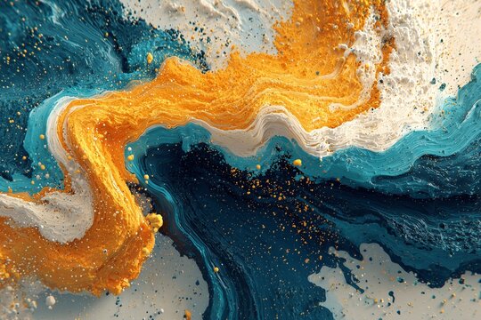 Abstract AI generated animation with vibrant orange blue and white textures